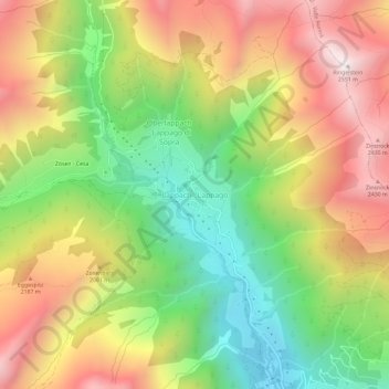 Carte topographique Lappach - Lappago, altitude, relief