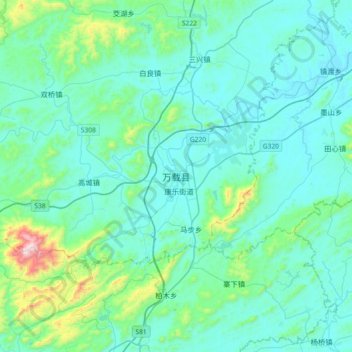 Carte topographique 万载县, altitude, relief