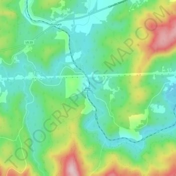 Carte topographique Alder, altitude, relief