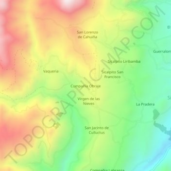 Carte topographique Compañía Obraje, altitude, relief