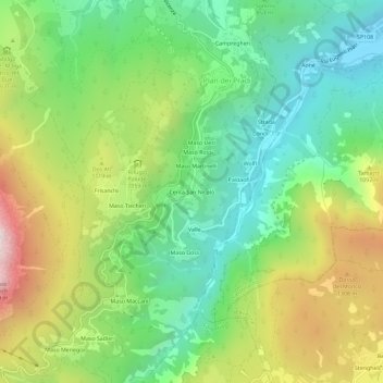 Carte topographique Centa San Nicolò, altitude, relief