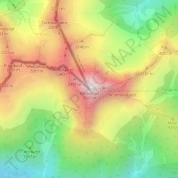 Carte topographique Hochvogel, altitude, relief