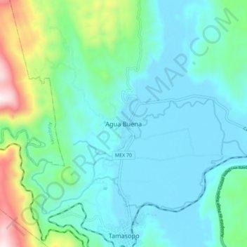 Carte topographique Agua Buena, altitude, relief