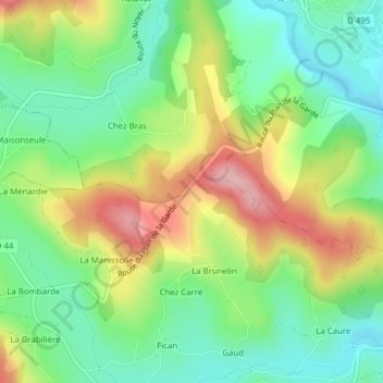 Carte topographique Plan de la Garde, altitude, relief
