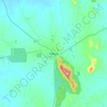 Carte topographique Kabou, altitude, relief