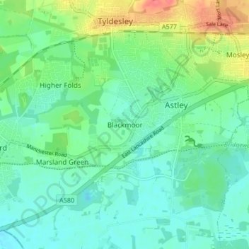 Carte topographique Blackmoor, altitude, relief