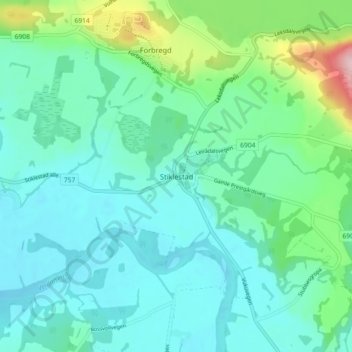 Carte topographique Stiklestad, altitude, relief
