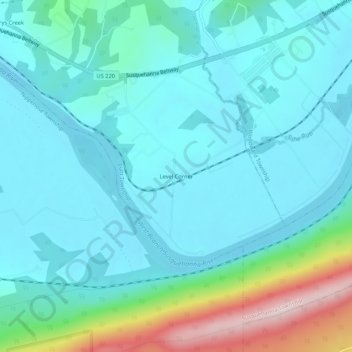 Carte topographique Level Corner, altitude, relief