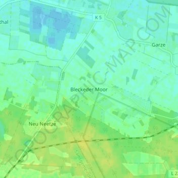 Carte topographique Bleckeder Moor, altitude, relief
