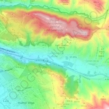 Carte topographique Lancha del Genil, altitude, relief