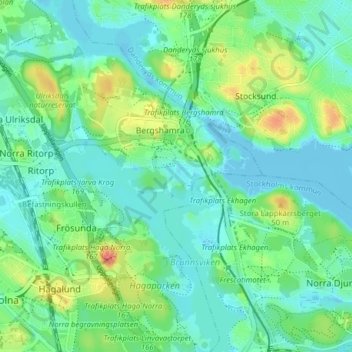 Carte topographique Tivoli, altitude, relief