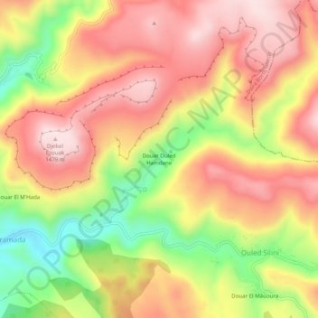 Carte topographique Douar Ouled Hamdane, altitude, relief