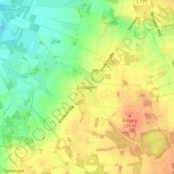 Carte topographique Schülern, altitude, relief