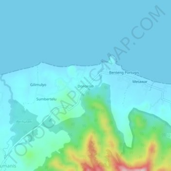 Carte topographique Donorojo, altitude, relief