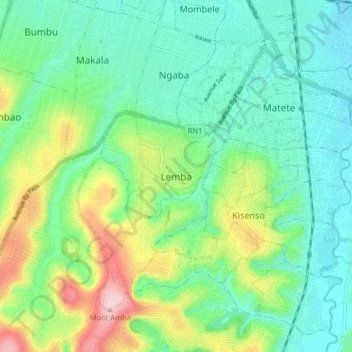 Carte topographique Lemba, altitude, relief