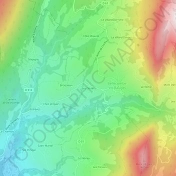 Carte topographique Les Dodes, altitude, relief