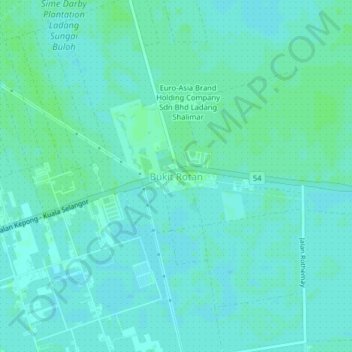 Carte topographique Bukit Rotan, altitude, relief