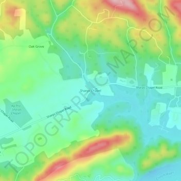 Carte topographique Sharps Chapel, altitude, relief