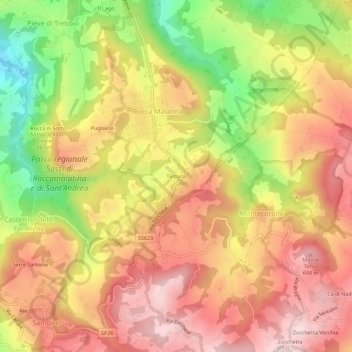 Carte topographique Tintoria, altitude, relief