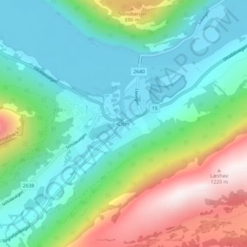 Carte topographique Lom, altitude, relief