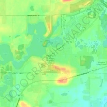 Carte topographique King, altitude, relief