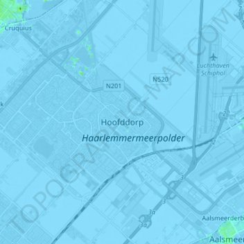 Carte topographique Hoofddorp, altitude, relief