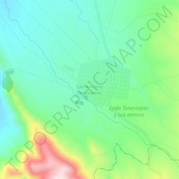 Carte topographique San Antonio Tenextepec, altitude, relief
