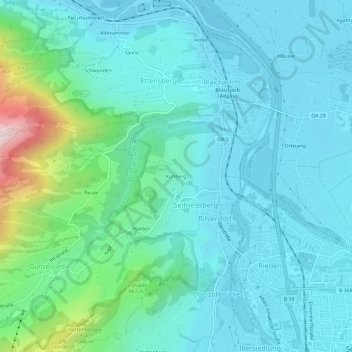 Carte topographique Kühberg, altitude, relief