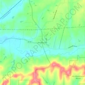 Carte topographique Beanblossom, altitude, relief