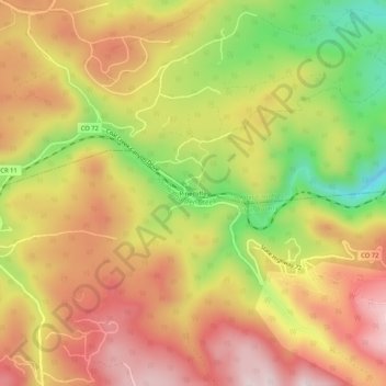 Carte topographique Pinecliffe, altitude, relief