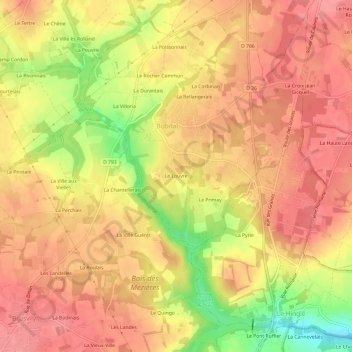 Carte topographique Le Louvre, altitude, relief