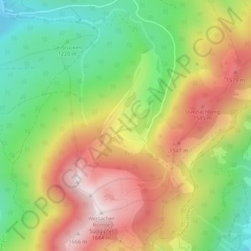 Carte topographique Alpe Schnitzlertal, altitude, relief