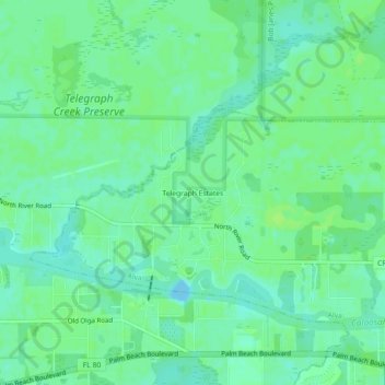 Carte topographique Telegraph Estates, altitude, relief