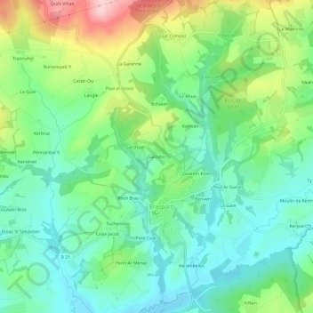 Carte topographique Garzabic, altitude, relief