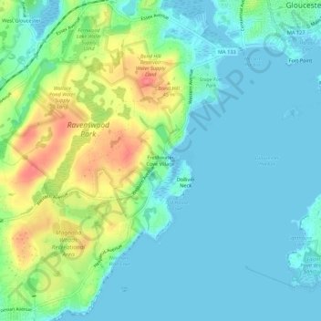 Carte topographique Freshwater Cove Village, altitude, relief