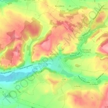 Carte topographique Boucharin, altitude, relief