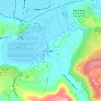 Carte topographique Cotapachi, altitude, relief