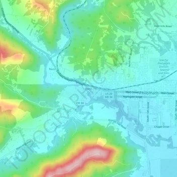 Carte topographique Flynn, altitude, relief