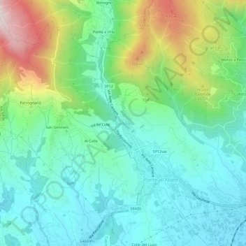Carte topographique Collodi, altitude, relief