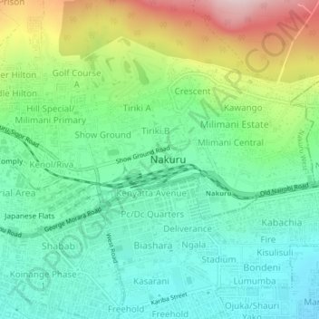 Carte topographique Railways Quaters, altitude, relief