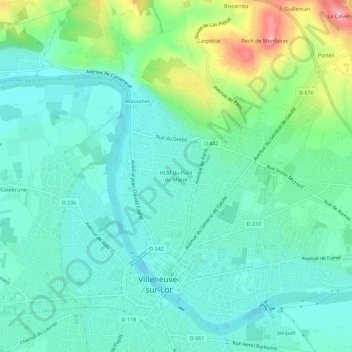 Carte topographique HLM du Pont de Marot, altitude, relief
