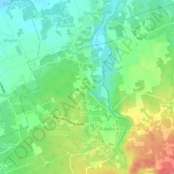 Carte topographique Mojon, altitude, relief