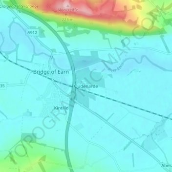 Carte topographique Oudenarde, altitude, relief