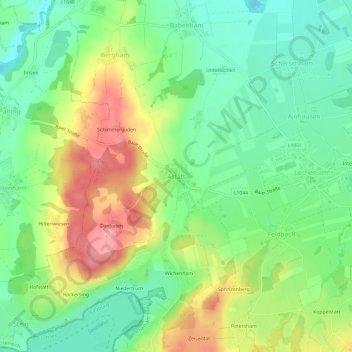 Carte topographique Astätt, altitude, relief