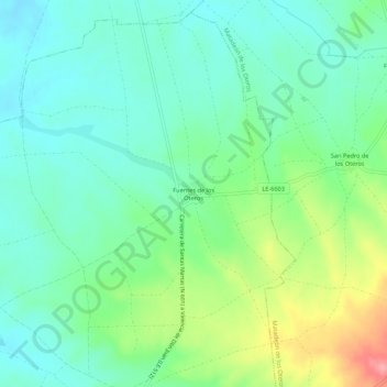 Carte topographique Fuentes de los Oteros, altitude, relief