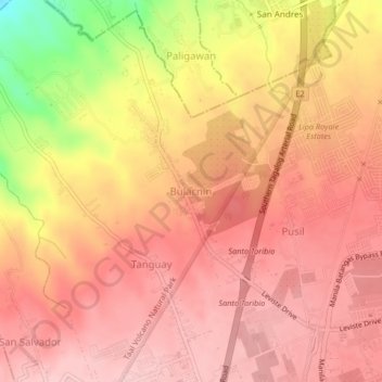 Carte topographique Bulacnin, altitude, relief