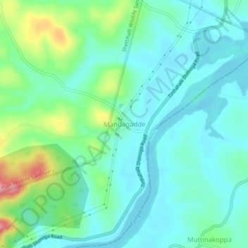 Carte topographique Mandagadde, altitude, relief
