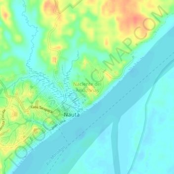 Carte topographique Naciente del Amazonas, altitude, relief