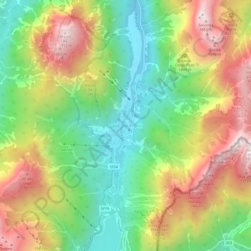Carte topographique Cave del Predil, altitude, relief