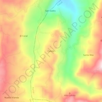 Carte topographique Caloto, altitude, relief
